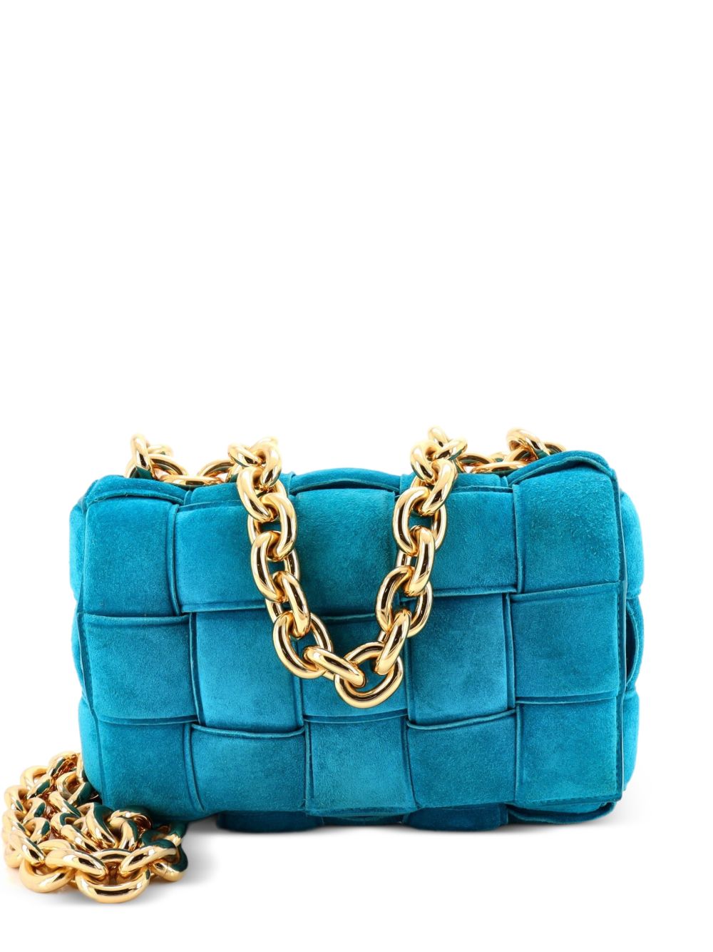 Cassette Chain Padded Maxi Intrecciato Suede crossbody bag