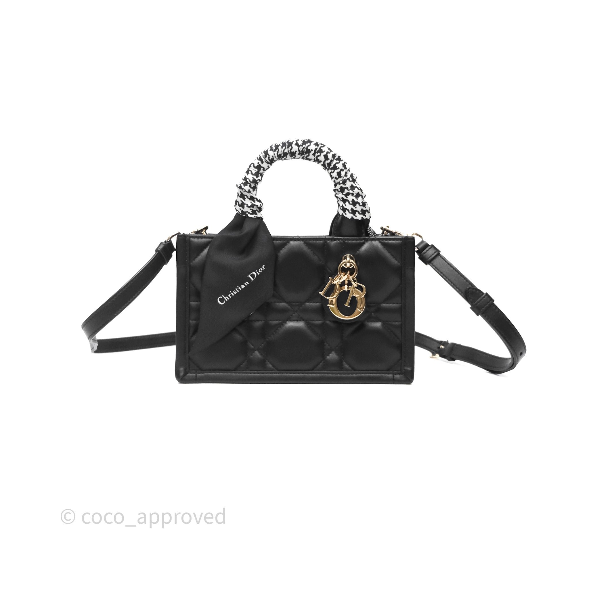 Christian Dior Mini Dior Book Tote Black Macrocannage Calfskin Gold Hardware