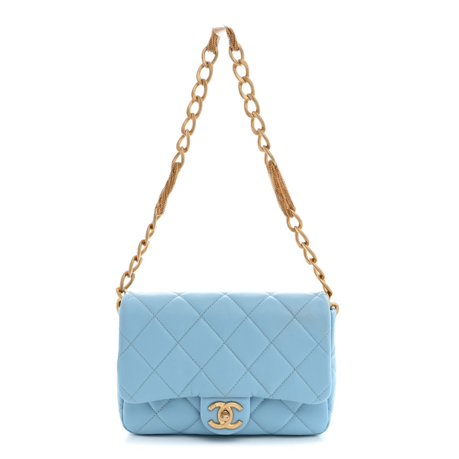 Chanel Lambskin Quilted CC Chain Flap Light Blue