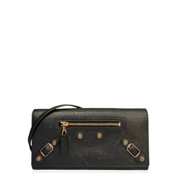 Lambskin Continental Wallet With Chain