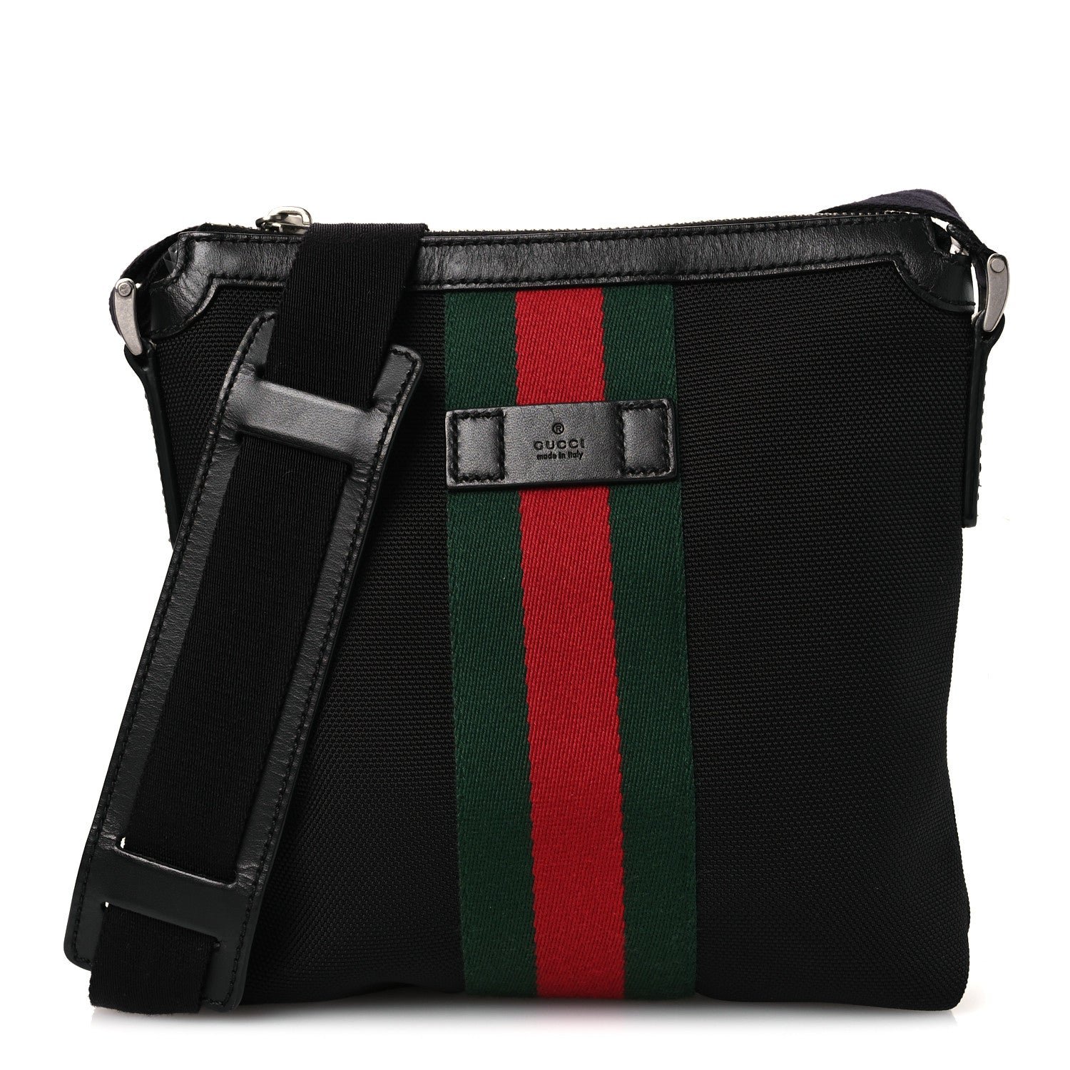 Gucci Techno Canvas Web Messenger Bag Black