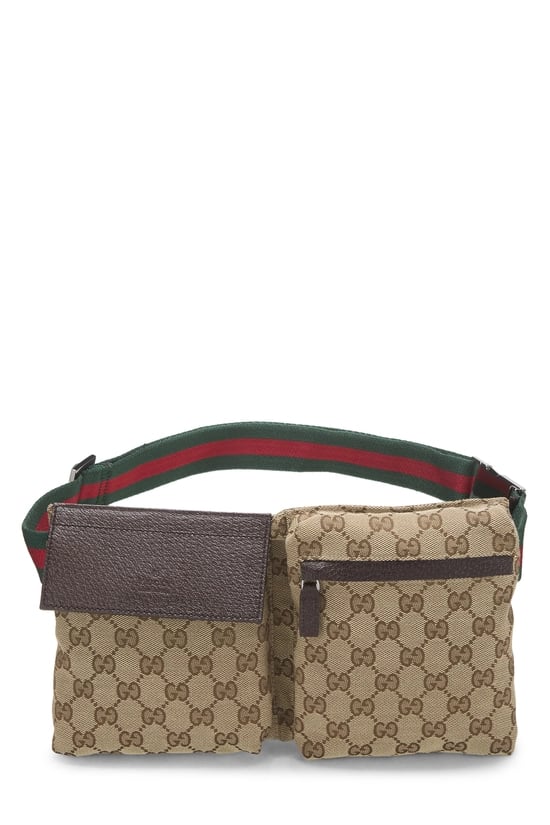 Original GG Canvas Web Double Pocket Waist Pouch