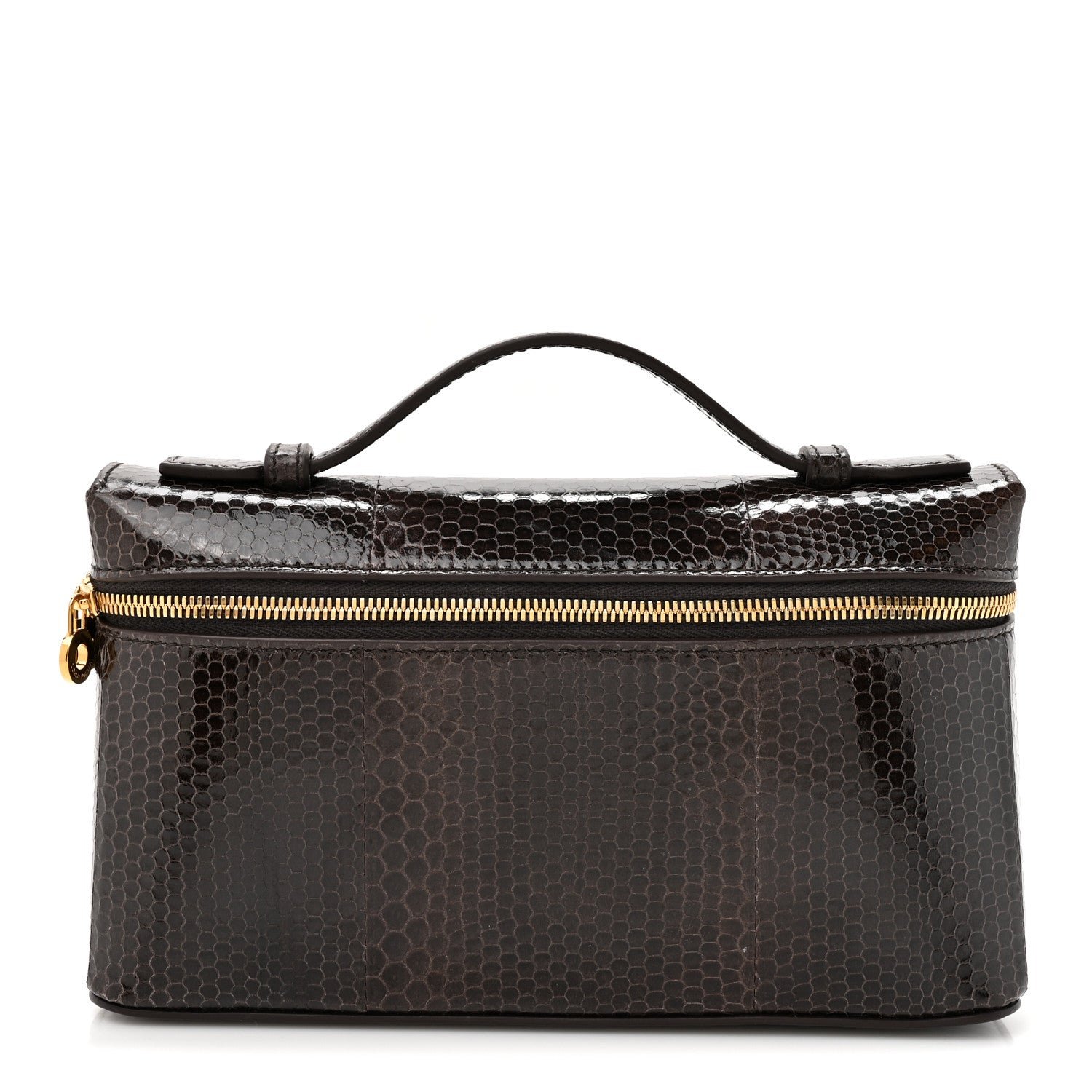 Loro Piana Loro Piana Water Snakeskin L19 Extra Pocket Pouch Dark Chocolate Licorice