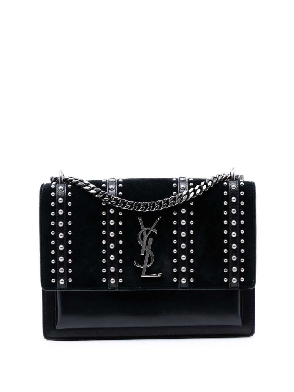2013 Medium Studded Suede and Calfskin Monogram Sunset crossbody bag