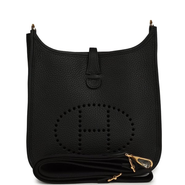 Hermes Hermes Evelyne 23 Black Clemence Gold Hardware