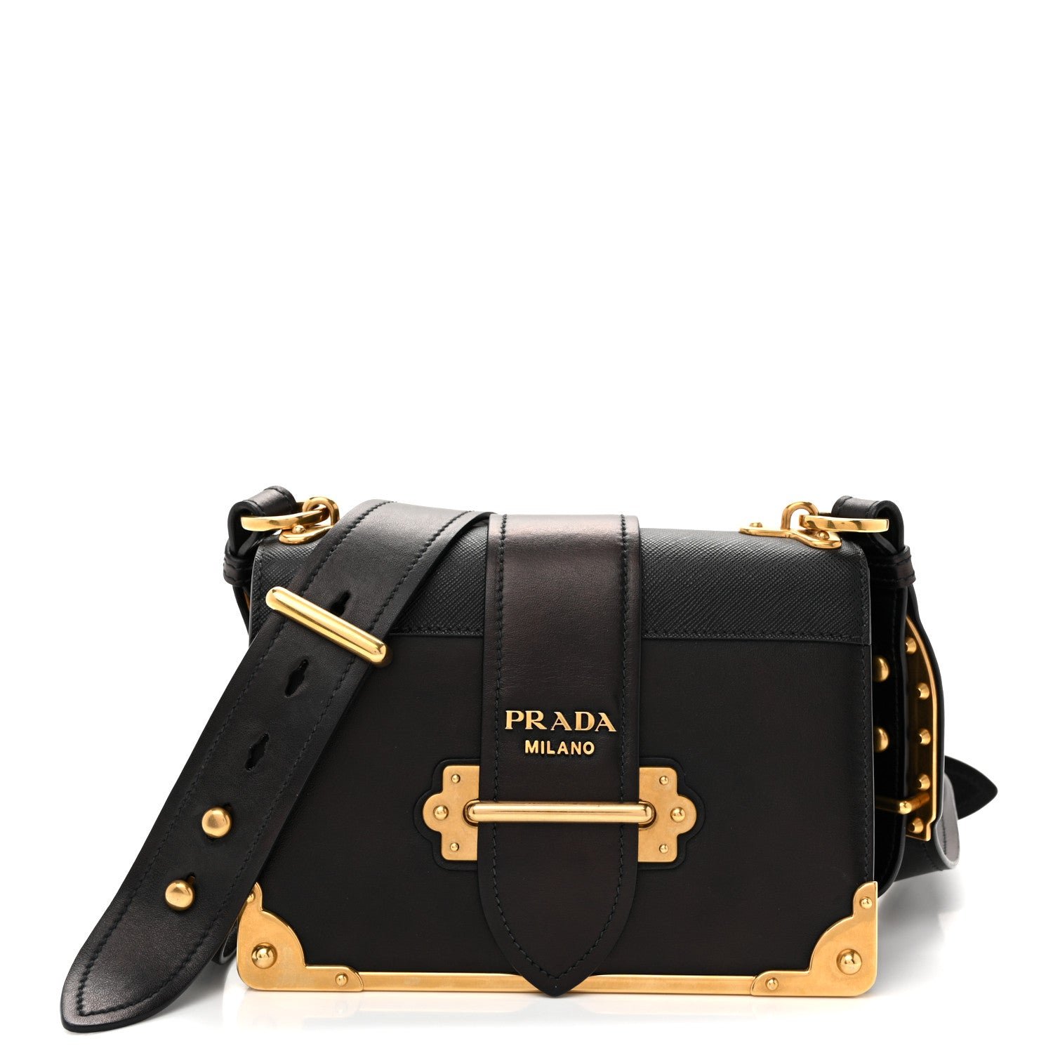 Prada City Calf Saffiano Cahier Bag Black