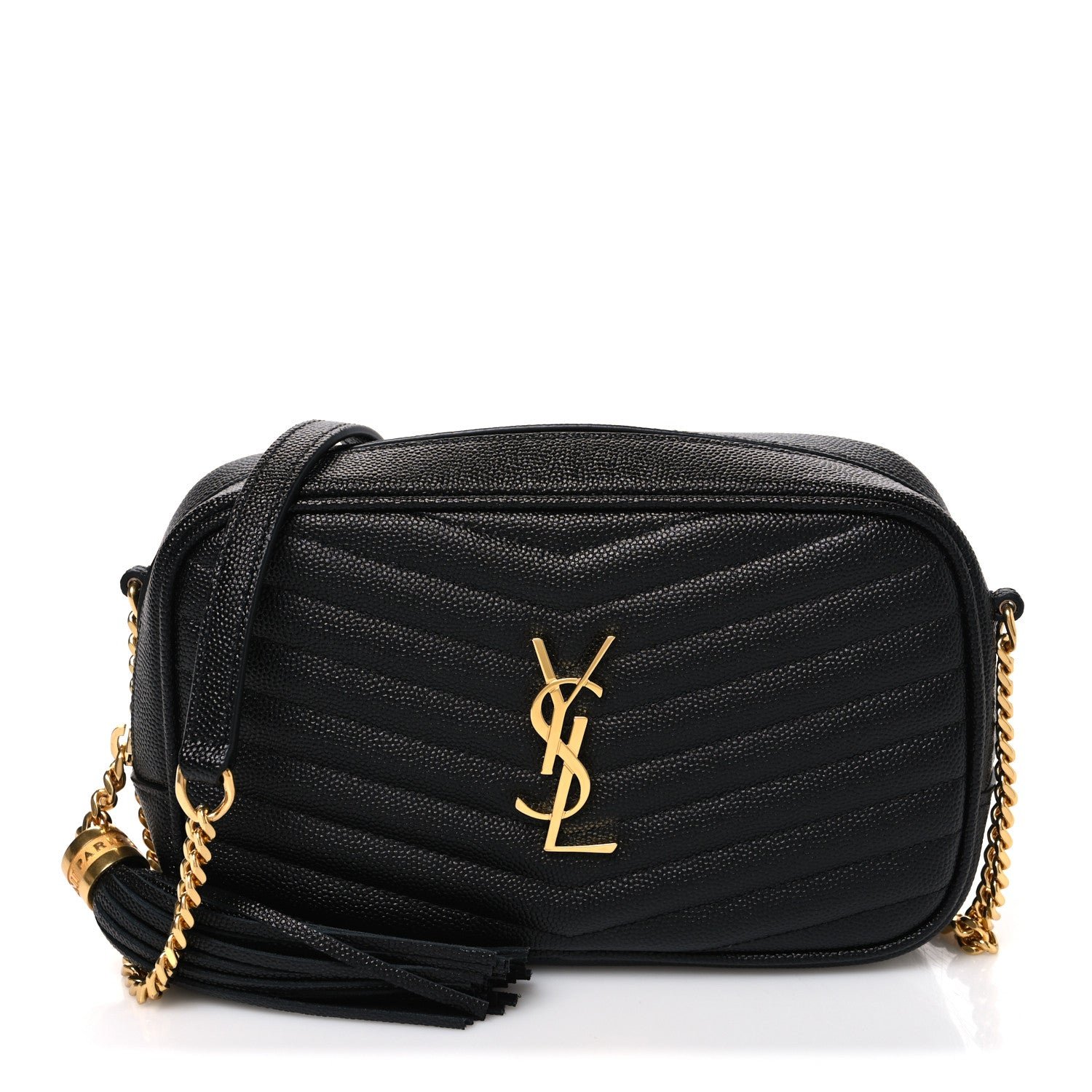 Saint Laurent Grain De Poudre Matelasse Monogram Mini Lou Camera Bag Black