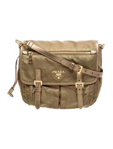 Tessuto Nylon Leather Trim Crossbody Bag