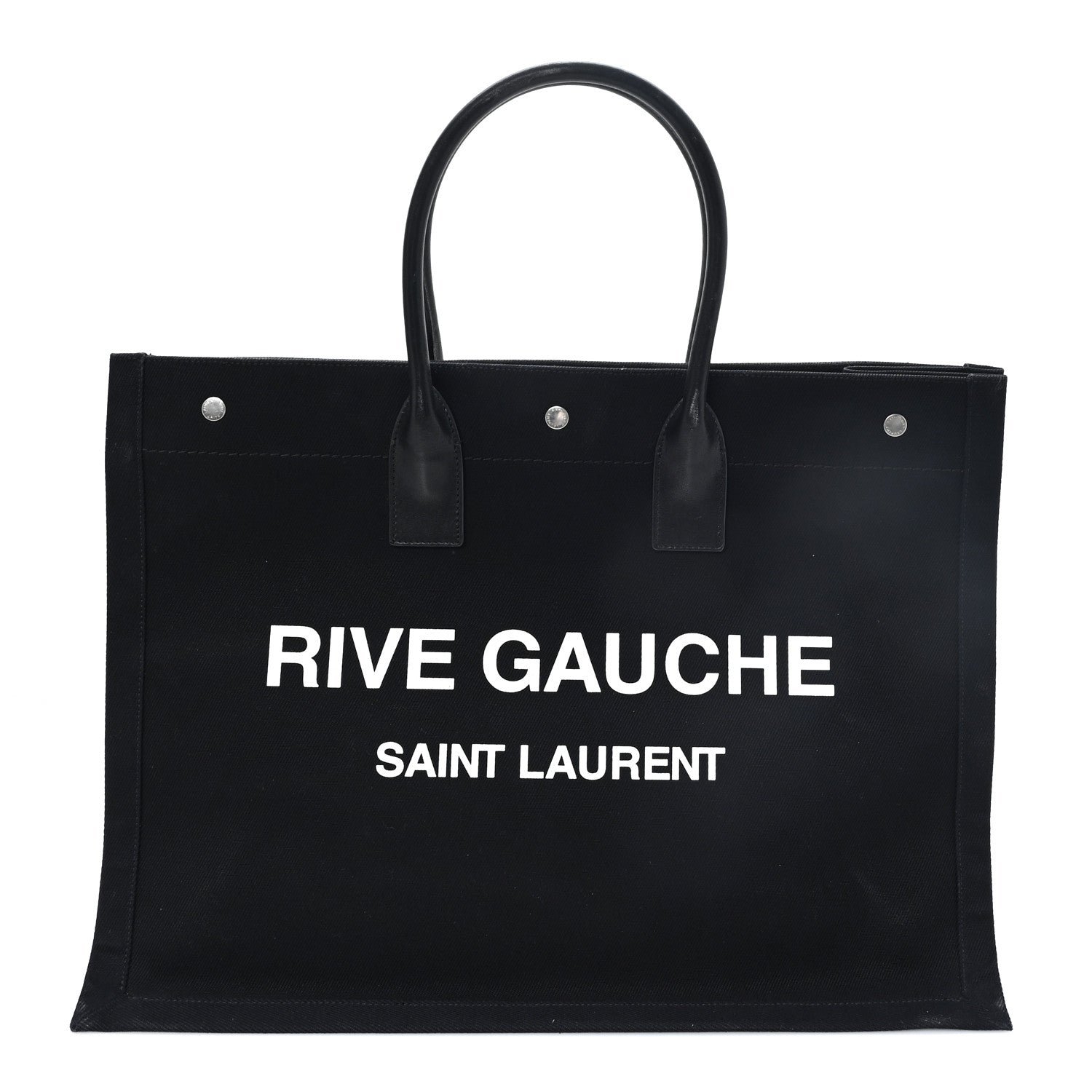 Saint Laurent Linen Calfskin Rive Gauche Tote Black