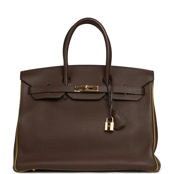 Hermes Pre-owned Hermes Special Order (HSS) Birkin 35 Chocolat Verso Togo Gold Hardware
