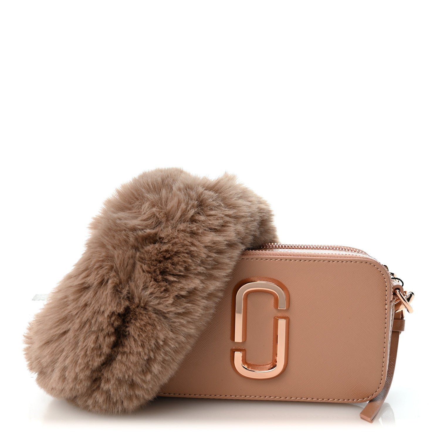 Marc Jacobs Marc Jacobs Metallic Saffiano Faux Fur Small Snapshot Camera Bag Sunkissed
