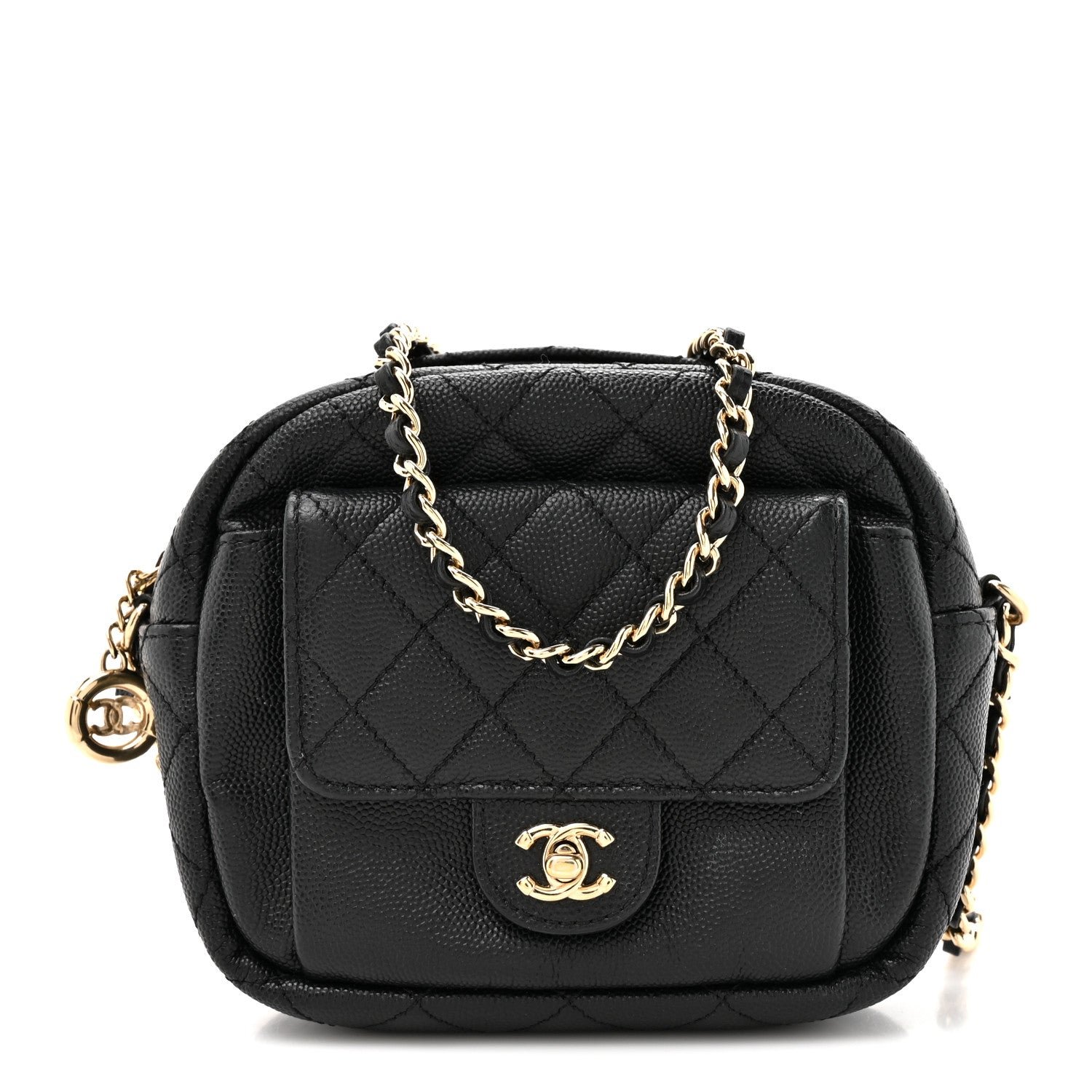 Chanel Caviar Quilted CC Day Camera Case Black