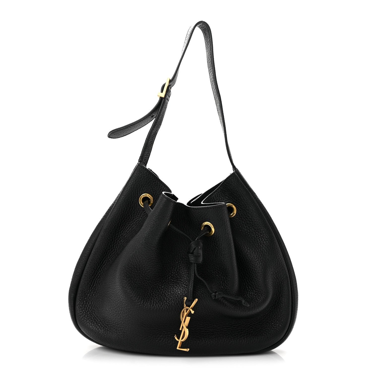Saint Laurent Grained Deerskin Paris VII Small Flat Hobo Black