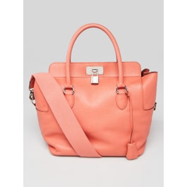 Hermes Hermes 26cm Flamingo Swift Leather Palladium Plated Toolbox Bag