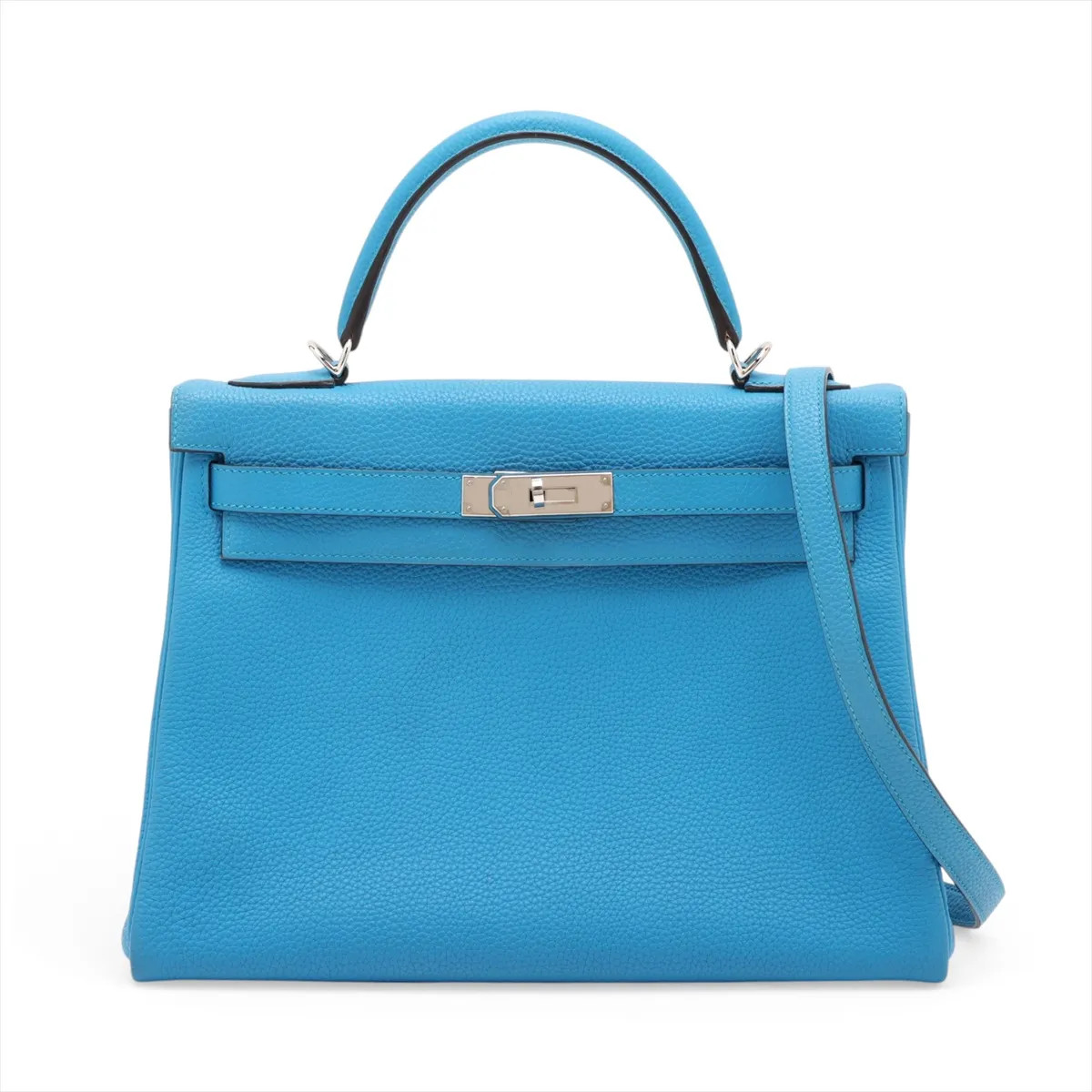 Hermès Kelly 32 Le Tournay Togo blue zanzibar Silver Metal Fittings