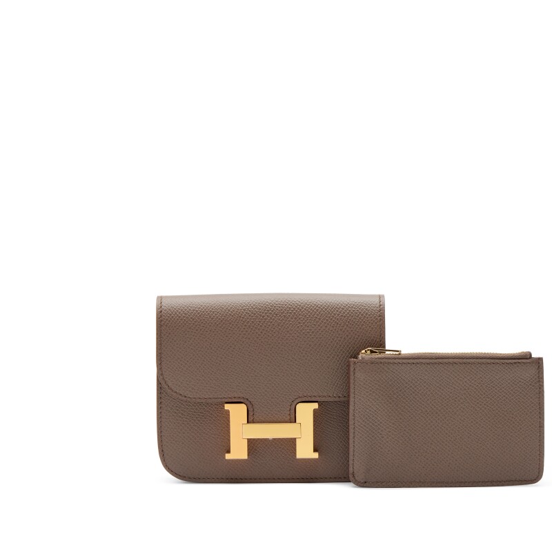 Etoupe Epsom Constance Slim Wallet Gold Hardware, 2022