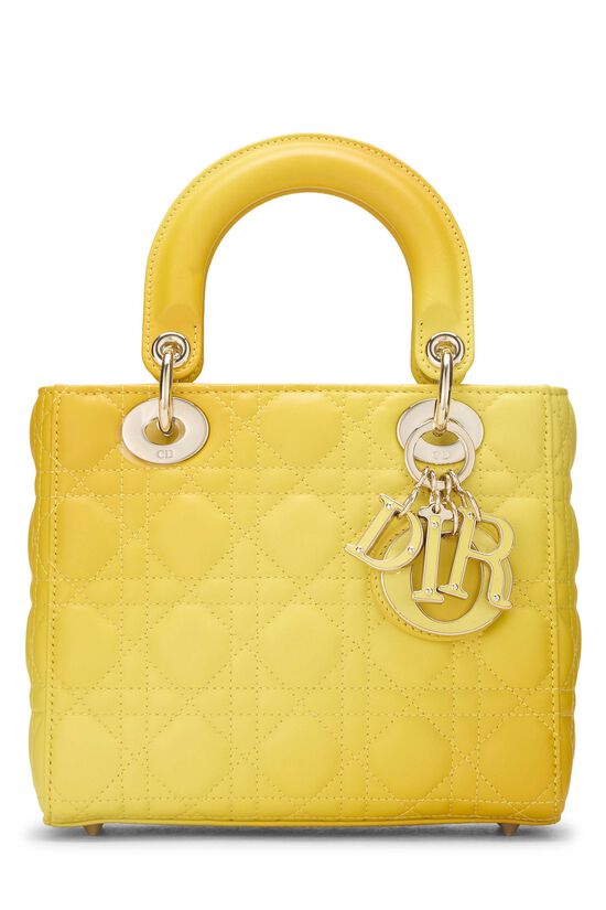 Dior Yellow Ombré Cannage Quilted Lambskin Lady Dior Small