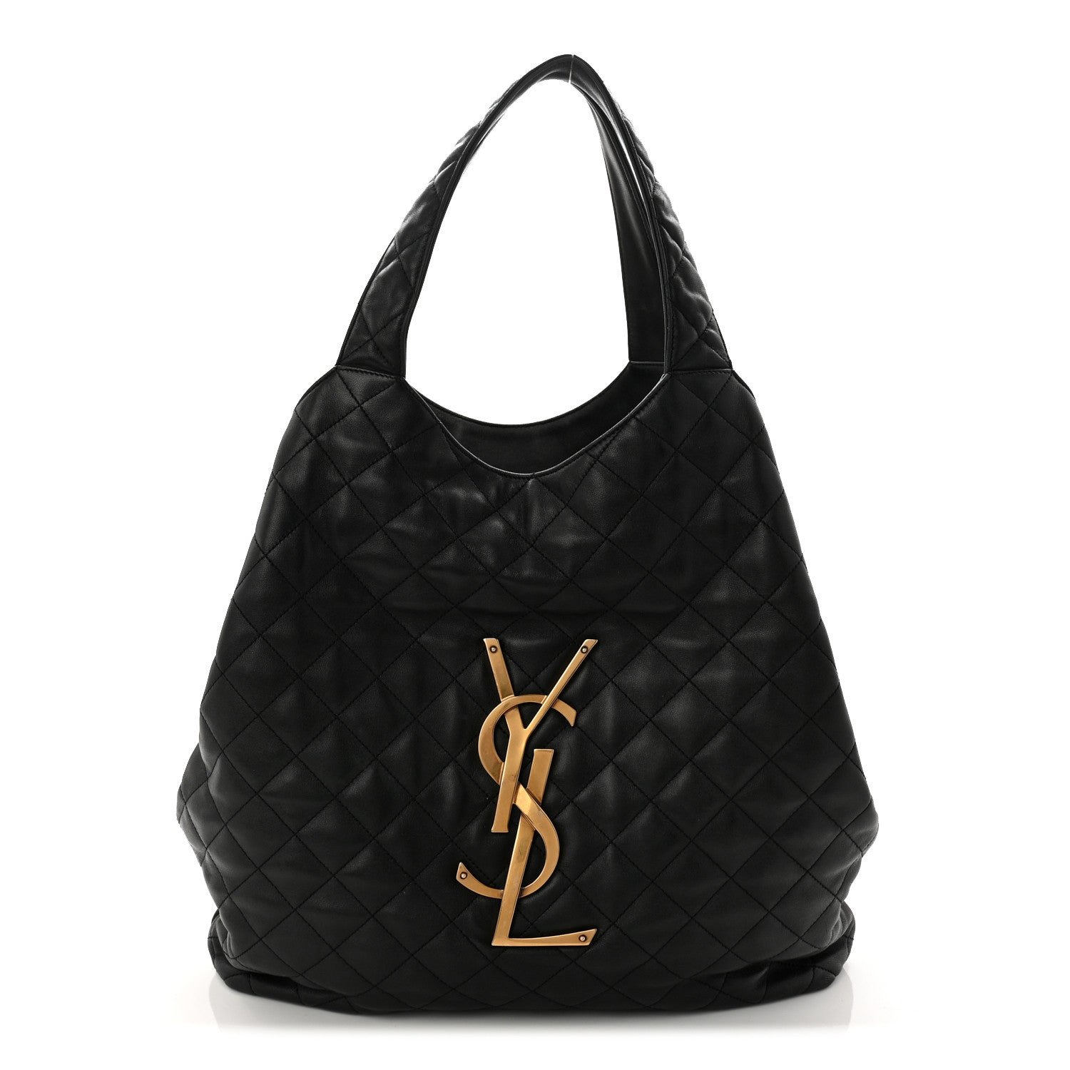 Saint Laurent Saint Laurent Lambskin Quilted Maxi Icare Shopping Tote Black