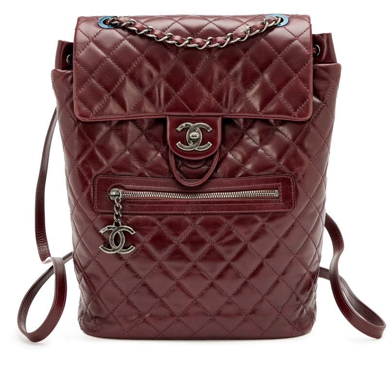 Burgundy Quilted Calfskin Large Mountain Backpack Ruthenium Hardware, 2017
