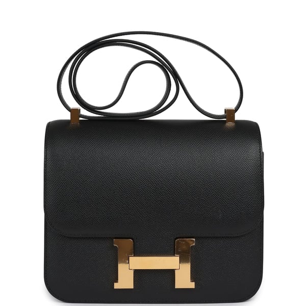 Pre-owned Hermes Constance 24 Black Epsom Gold Hardware