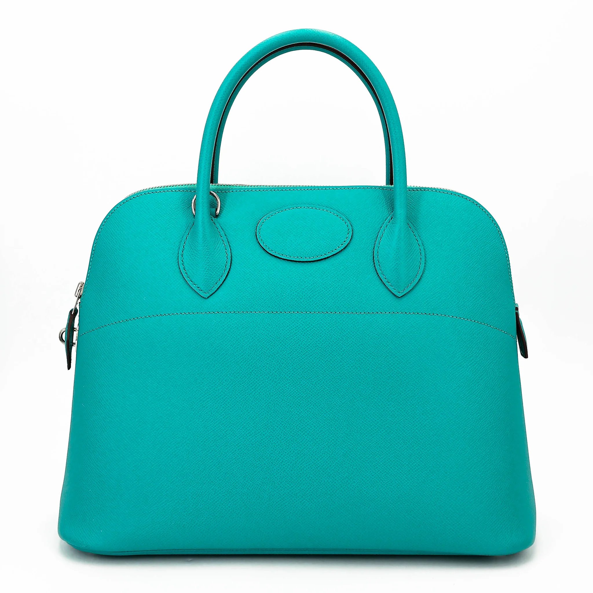 Very Good ( Rank A) HERMÈS Bolide 35 Bleu Paon (7F) Epsom Palladium hardware Square P (2012)