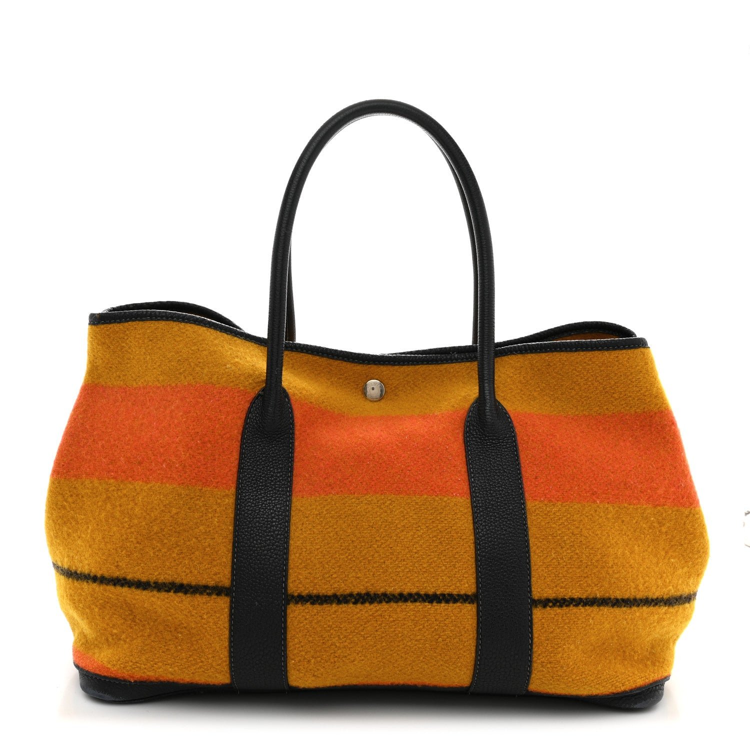 Hermes Wool Rocabar Garden Party Tote 36 MM Orange Bleu Marine