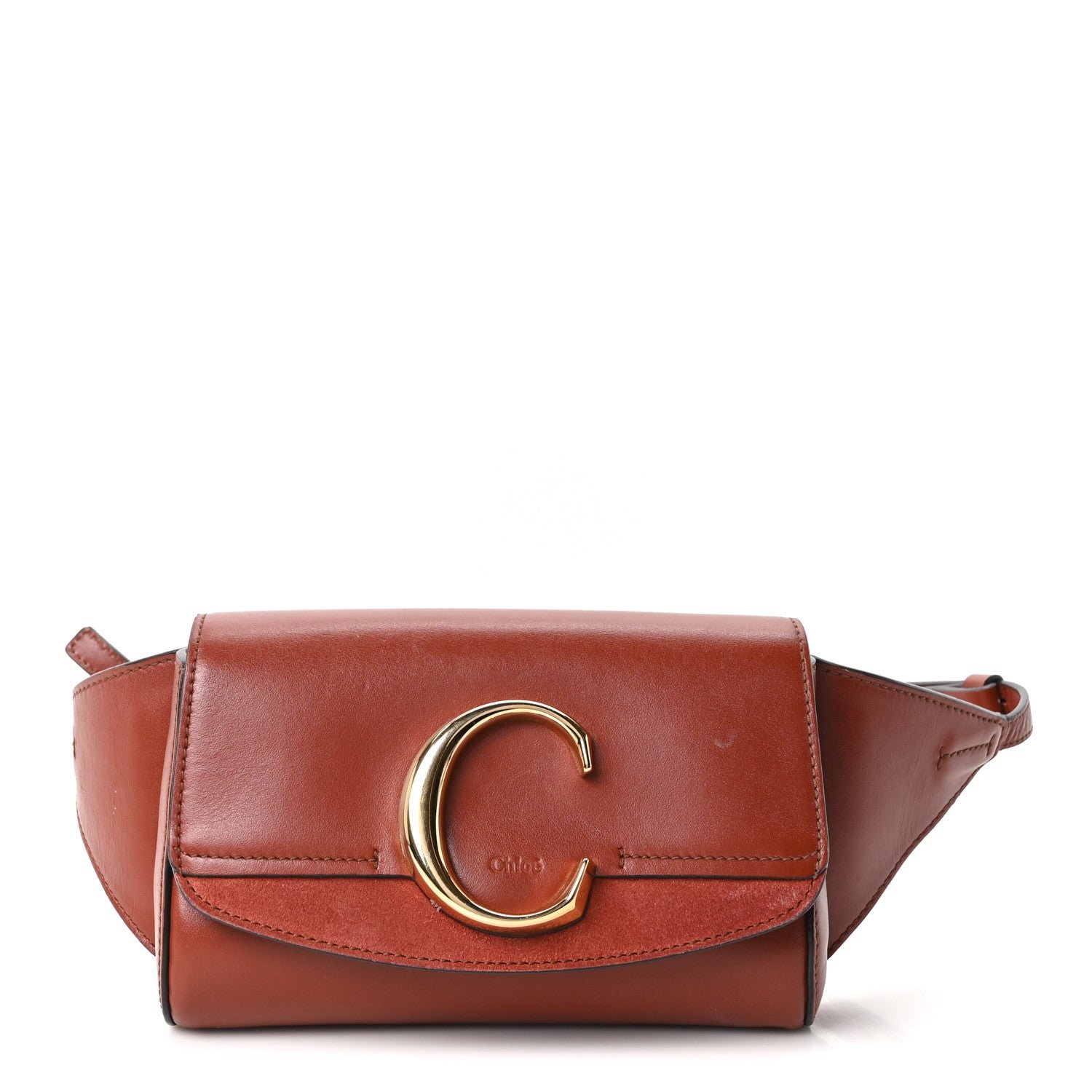 Chloe Chloe Calfskin Suede C Belt Bag Sepia Brown