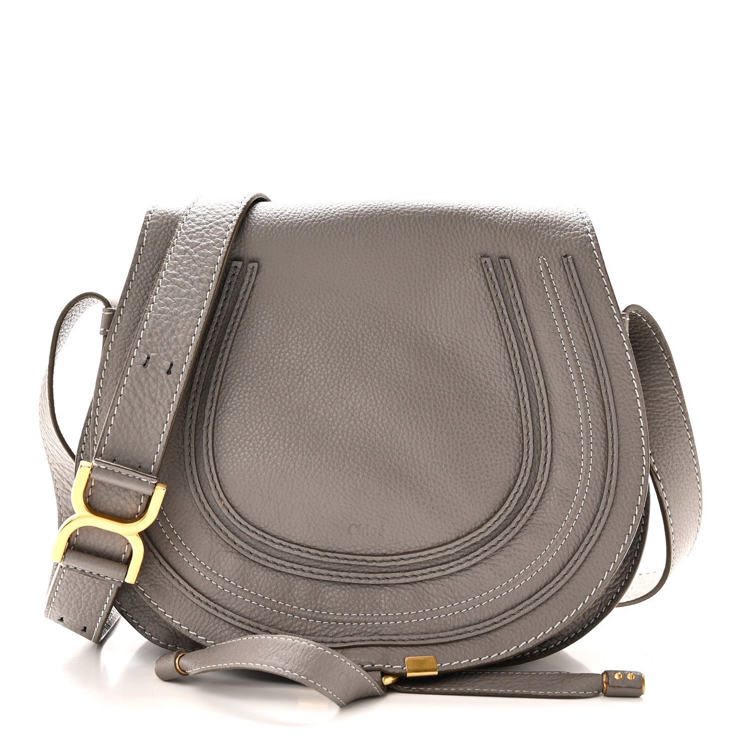 Chloe Chloe Calfskin Medium Marcie Round Crossbody Bag Cashmere Grey