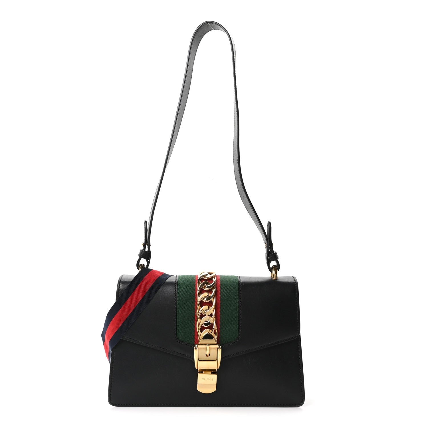Gucci Calfskin Small Sylvie Shoulder Bag Black