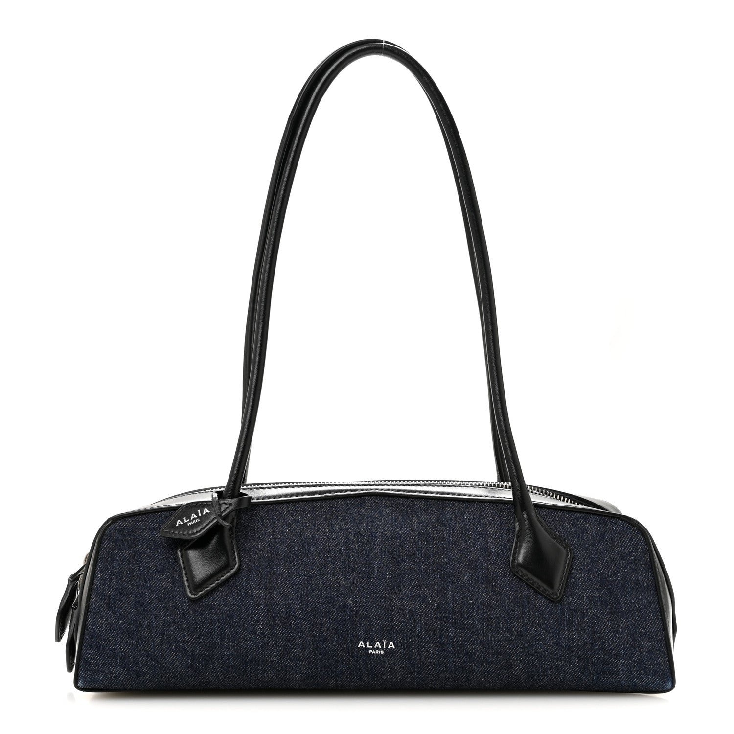 Alaia Denim Calfskin Medium Le Teckel Bag Bleu Denim