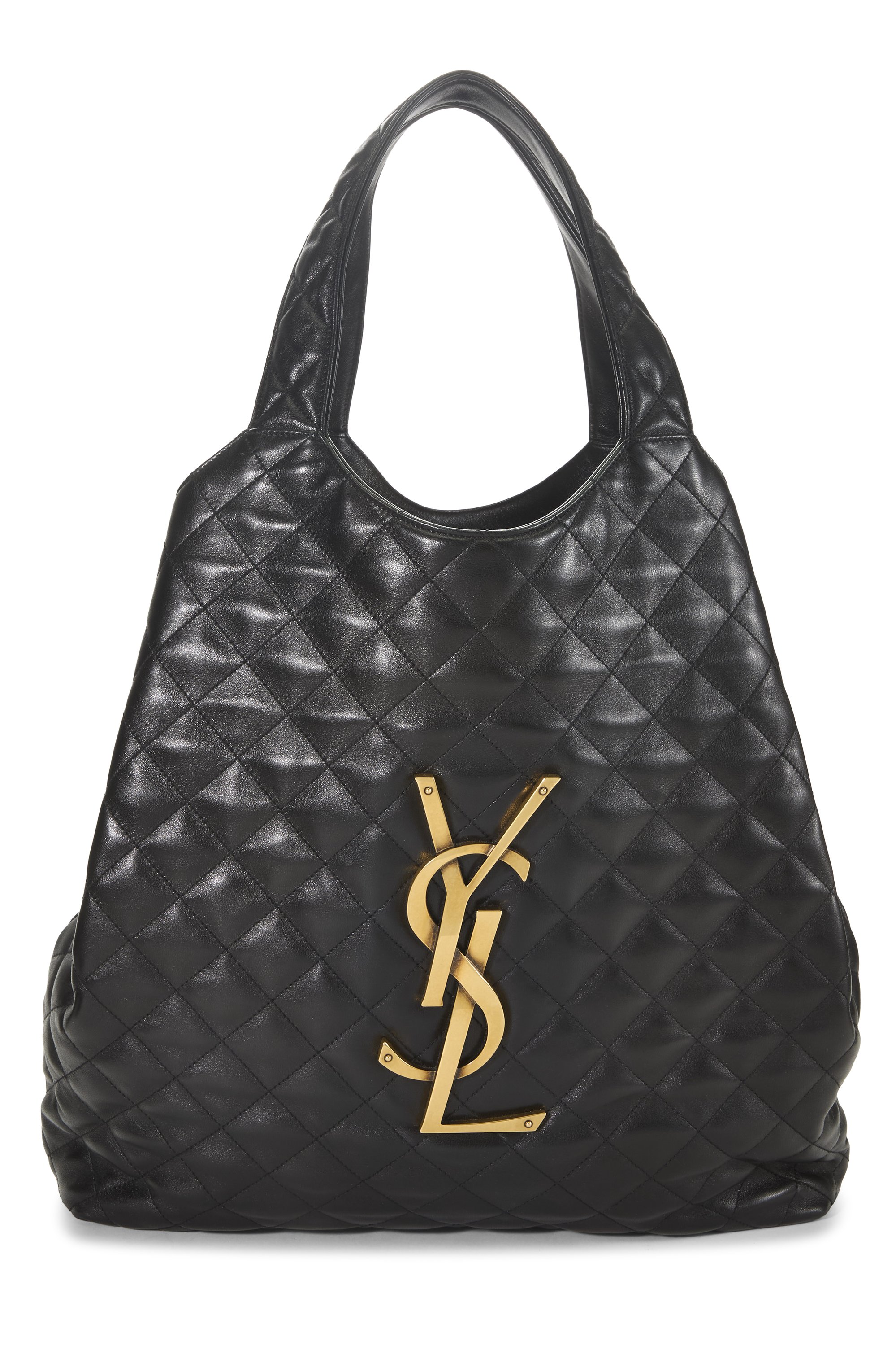 Saint Laurent Black Lambskin Icare Shopping Tote Maxi