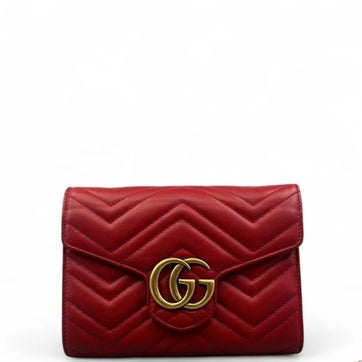 Calfskin GG Marmont Chain Wallet Mini