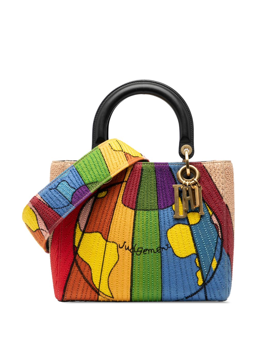 Dior 2017 Medium Canvas Beaded and Embroidered Tarot Judgment Lady Dior satchel