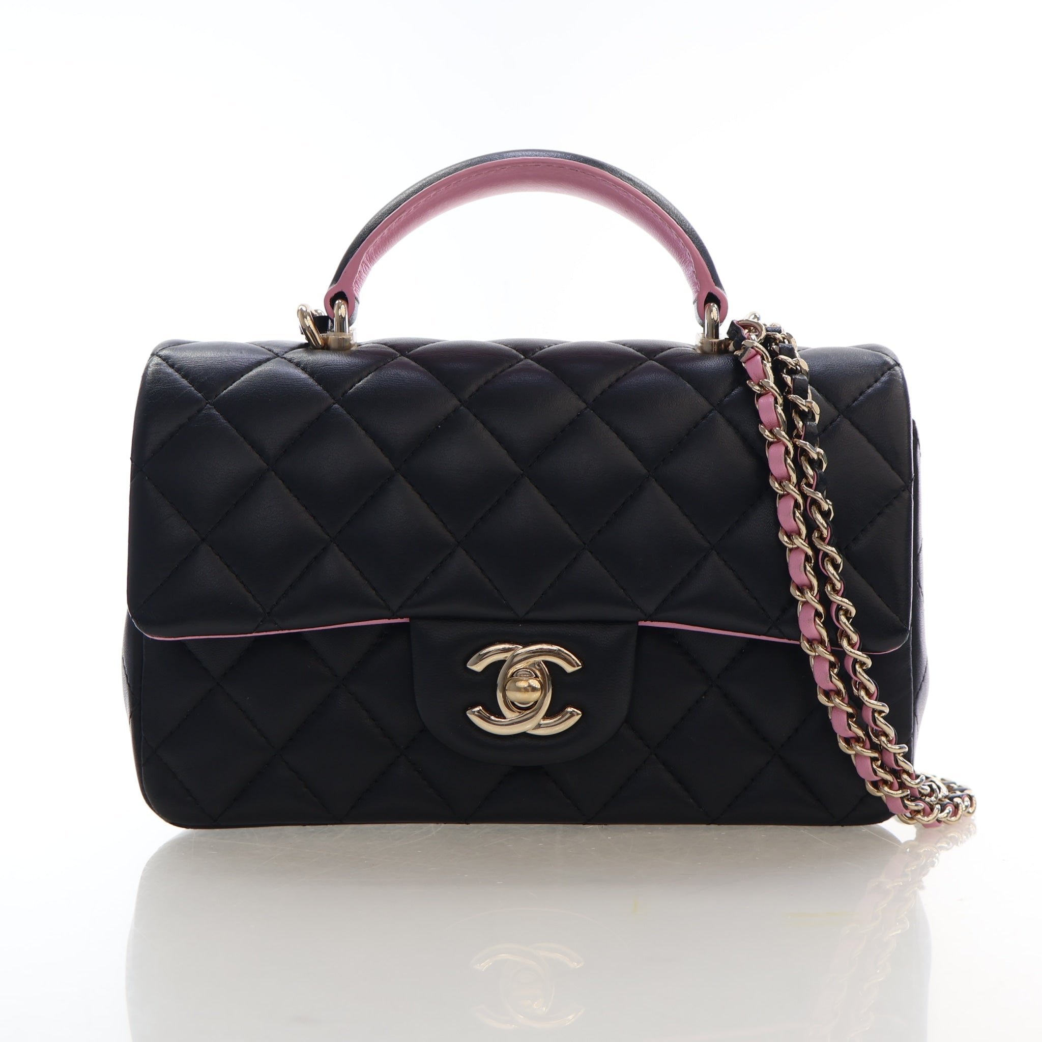 Chanel Mini Lambskin Rectangular Top Handle Classic Flap Bag