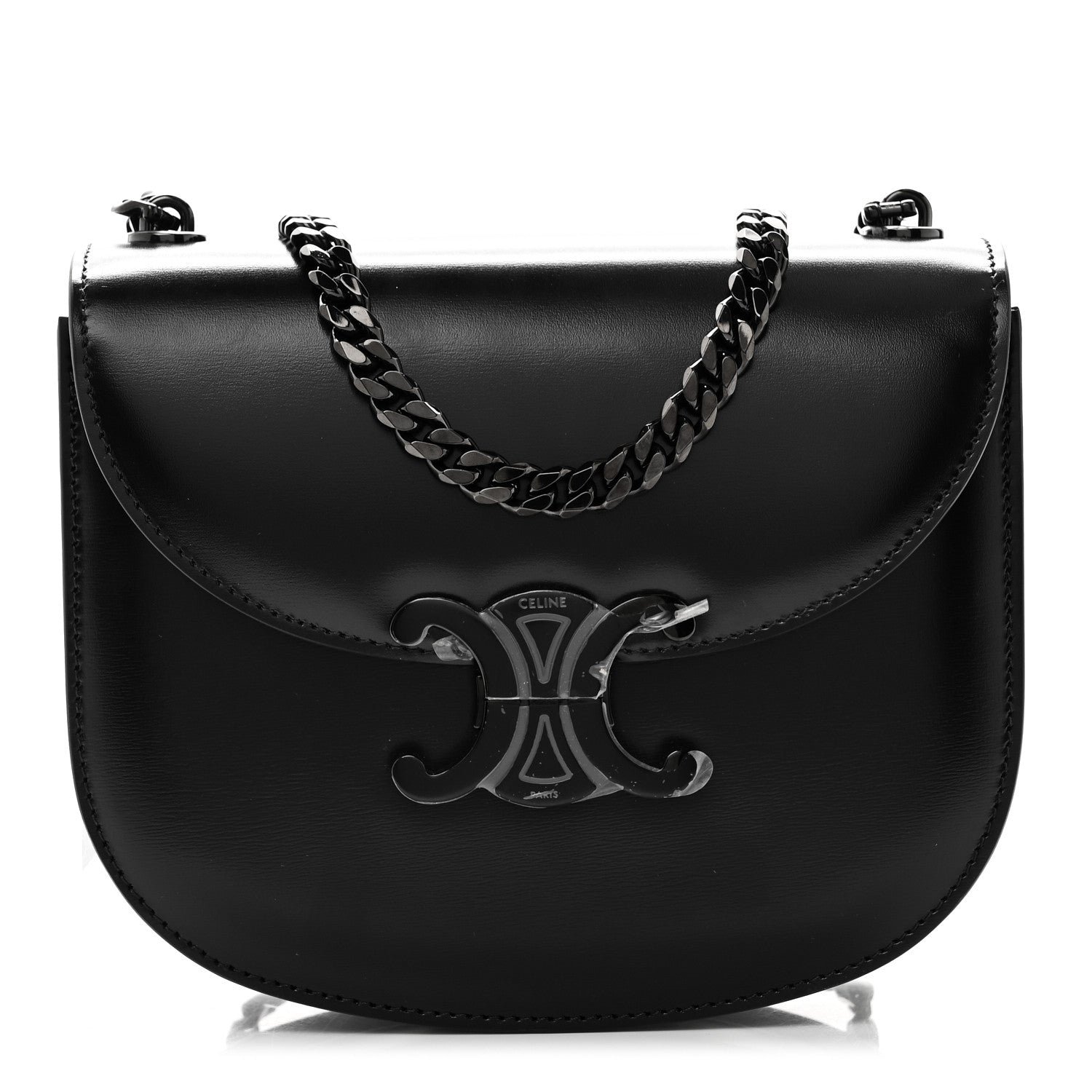 Celine Celine Calfskin Besace Clea Chain Triomphe Black