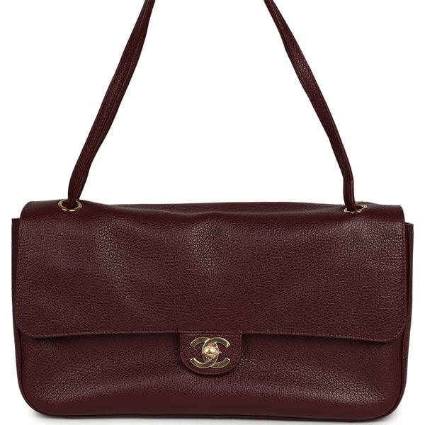 Chanel Maxi "Souplissimo" Small Flap Bag Dark Burgundy Grained Calfskin Gold Hardware
