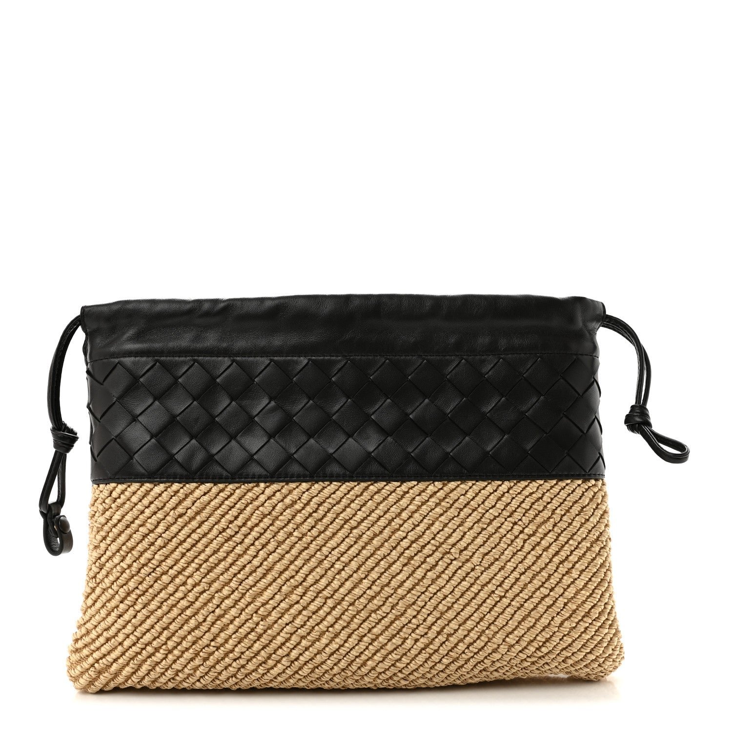 Bottega Veneta Nappa Intrecciato Raffia Dustbag Natural Espresso