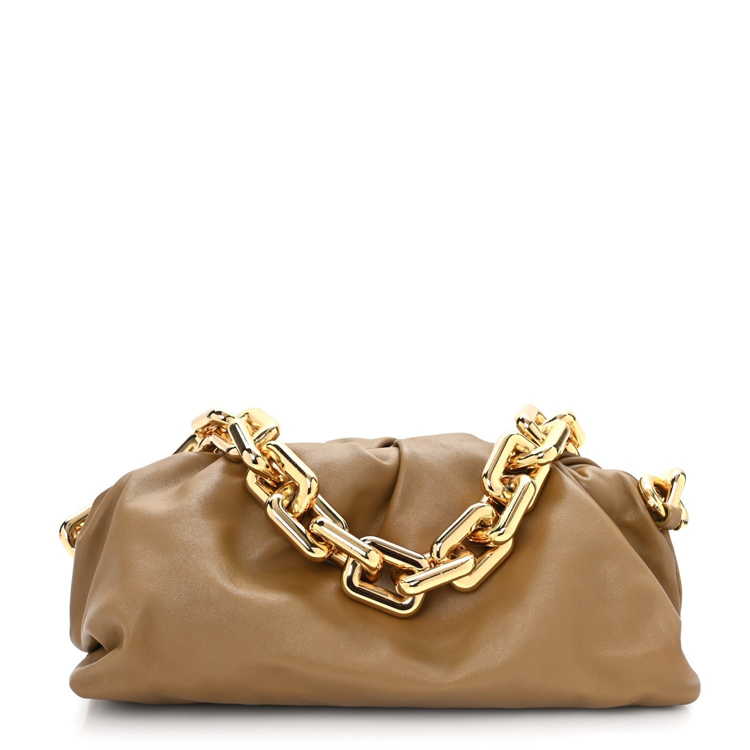 Bottega Veneta Calfskin The Pouch Chain Cammello