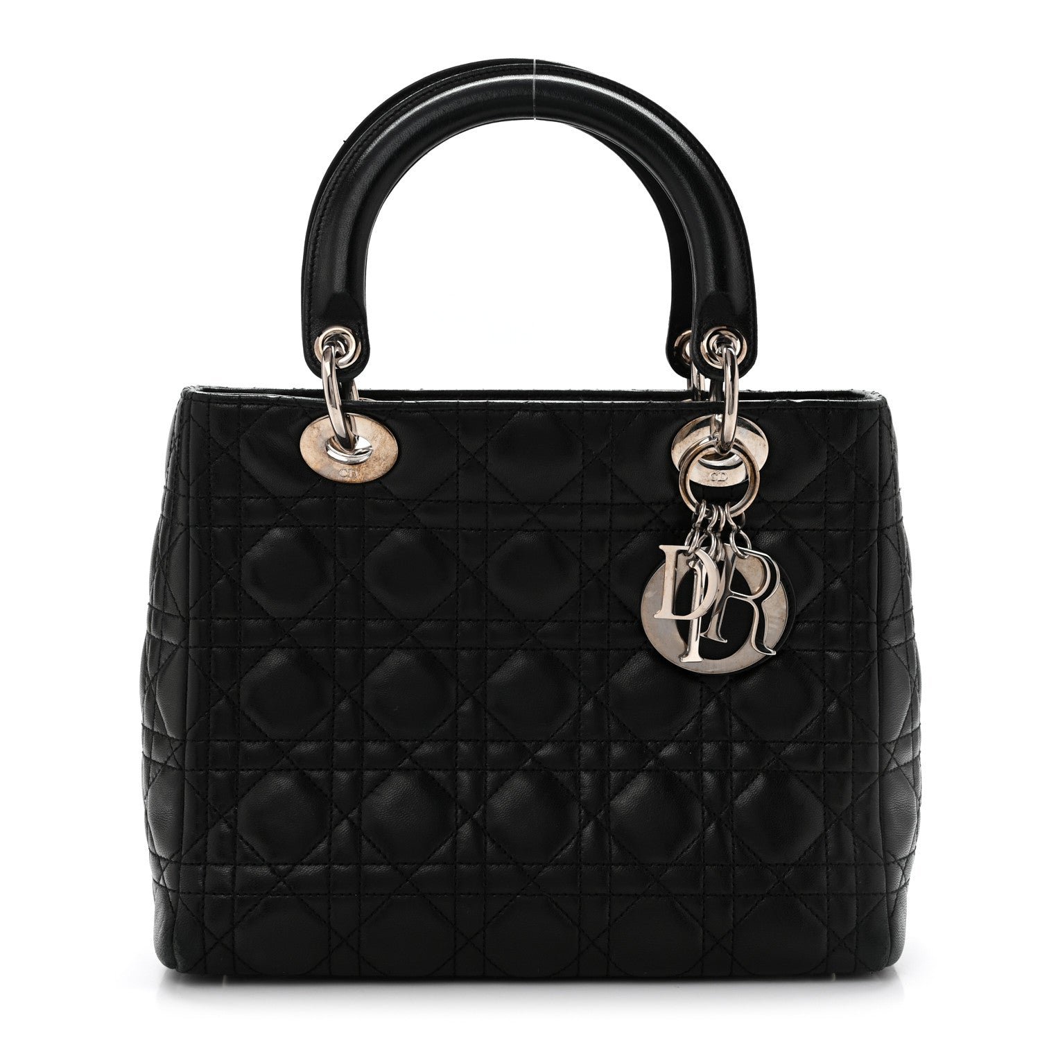Christian Dior Lambskin Cannage Medium Lady Dior Black