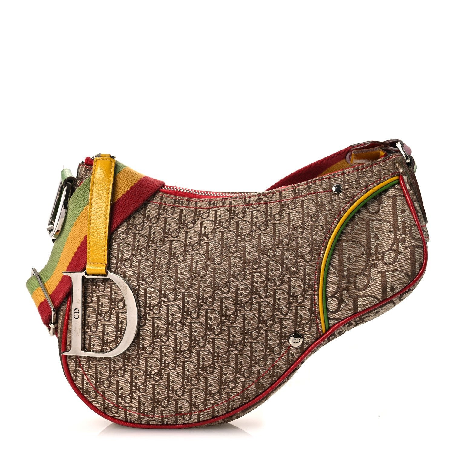 Christian Dior Monogram Rasta Saddle Pochette Beige