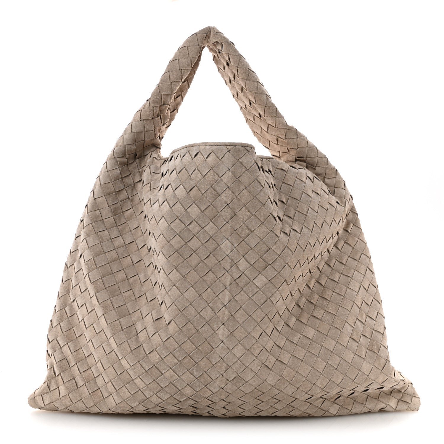 Bottega Veneta Suede Intrecciato Large Hop Mastice