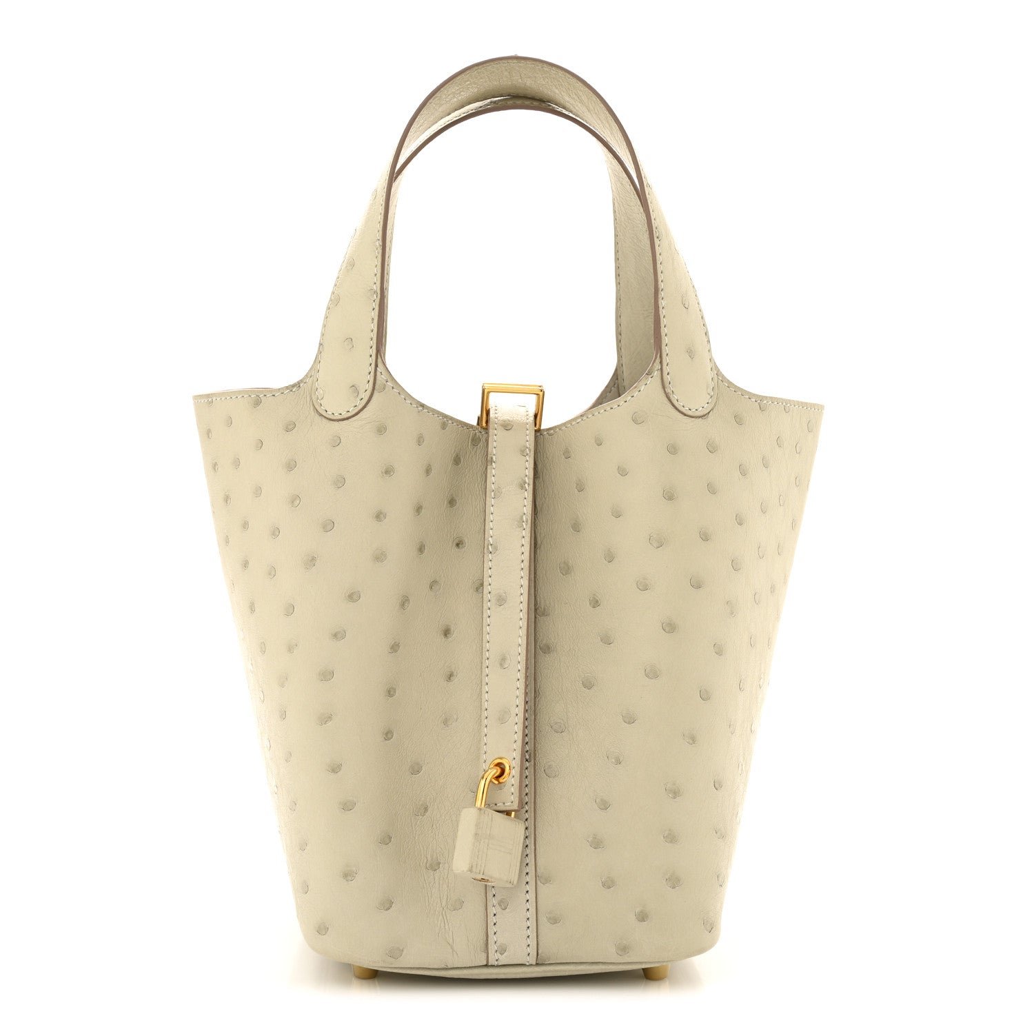 Hermes Ostrich Picotin Lock 18 Gris Perle