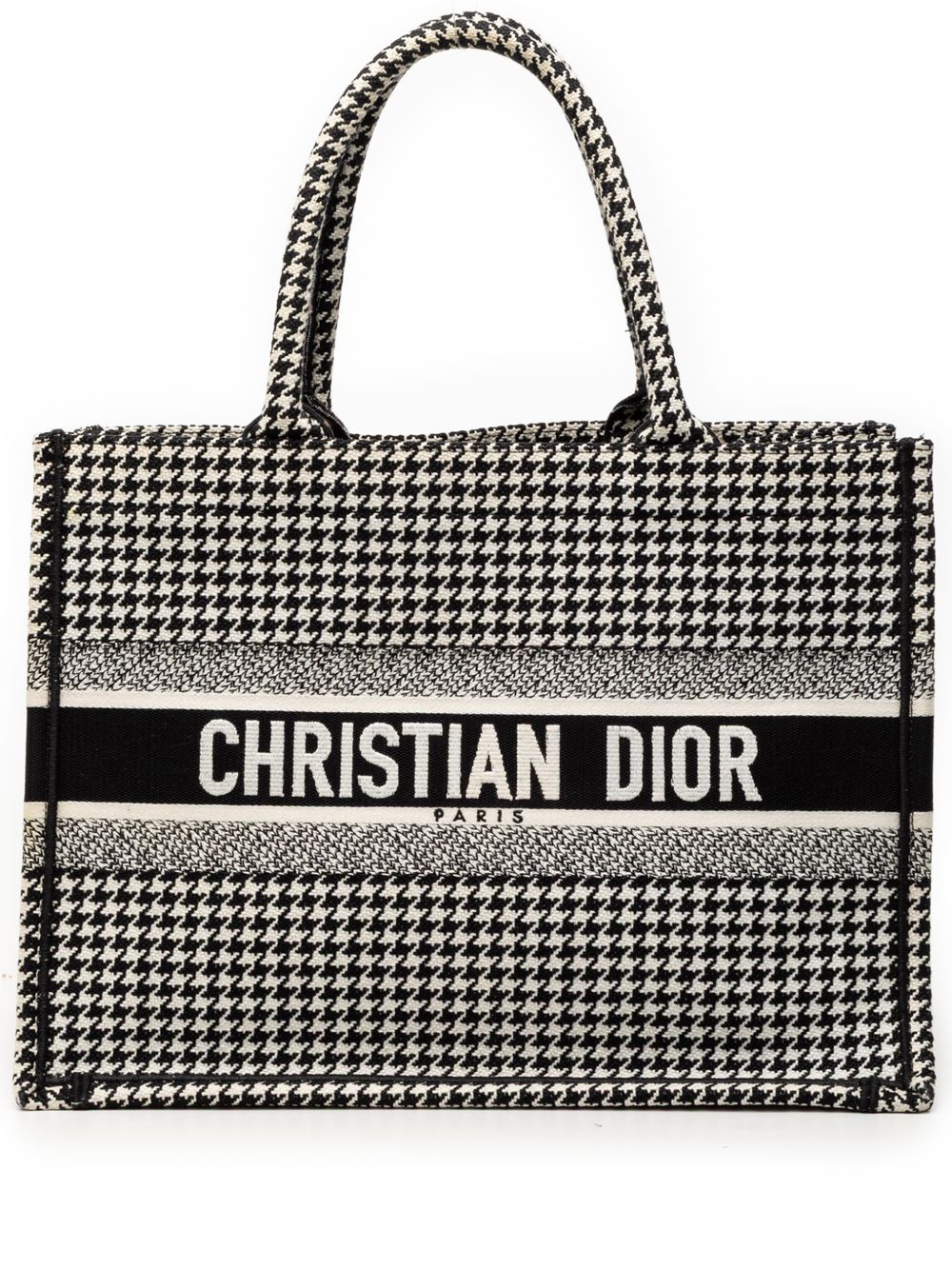 2019 Medium Canvas Houndstooth Embroidered Book tote bag