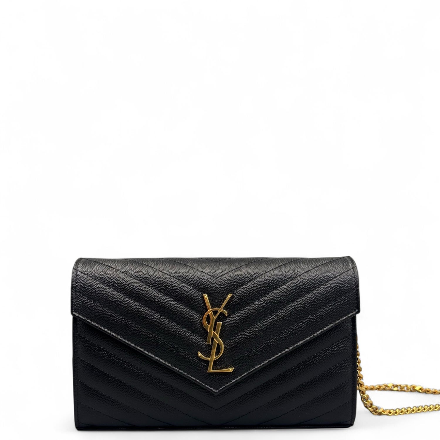 Saint Laurent Calfskin Envelope Wallet On Chain Small