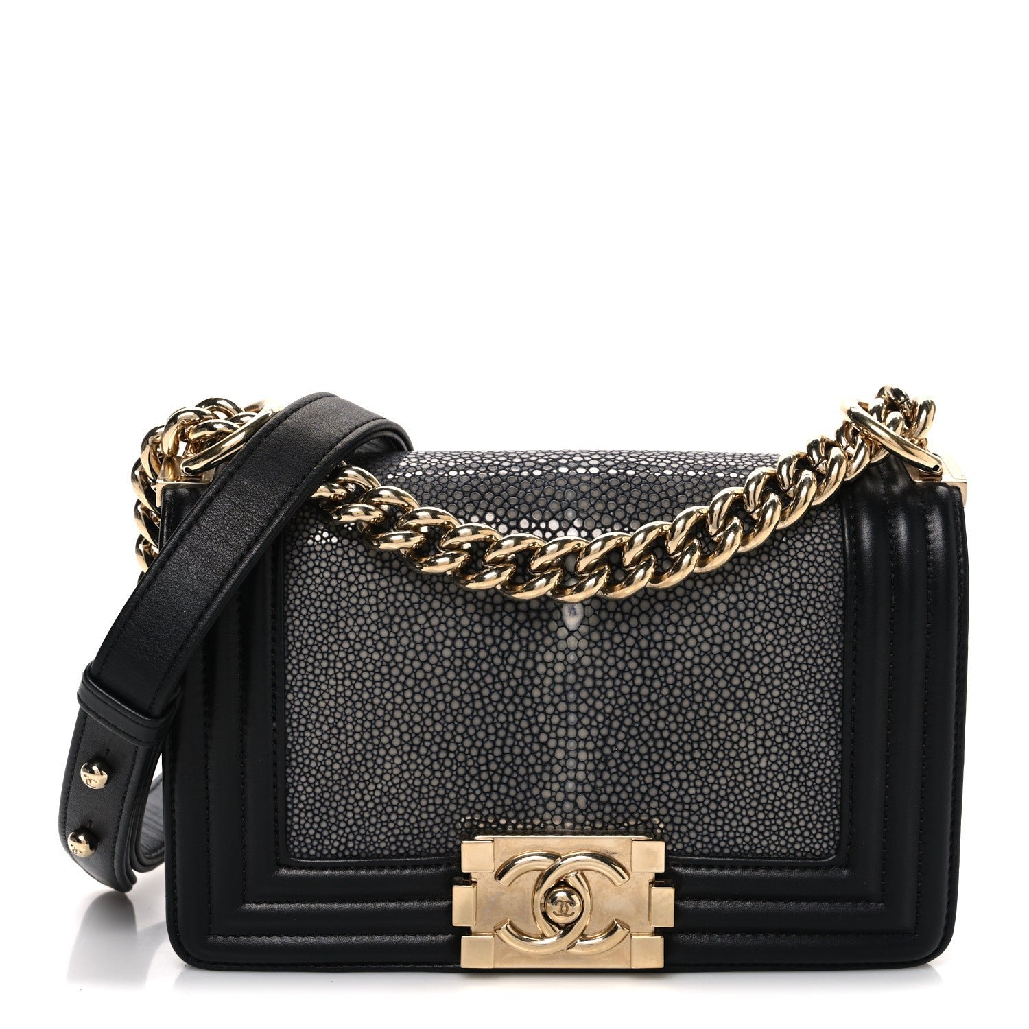 Chanel Galuchat Stingray Small Boy Flap Black