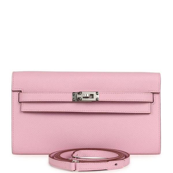Hermes Hermes Kelly Wallet To Go Mauve Sylvestre Epsom Palladium Hardware