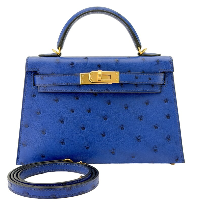 Bleu Saphir Shiny Alligator Mini Kelly 20 II Gold Hardware, 2018