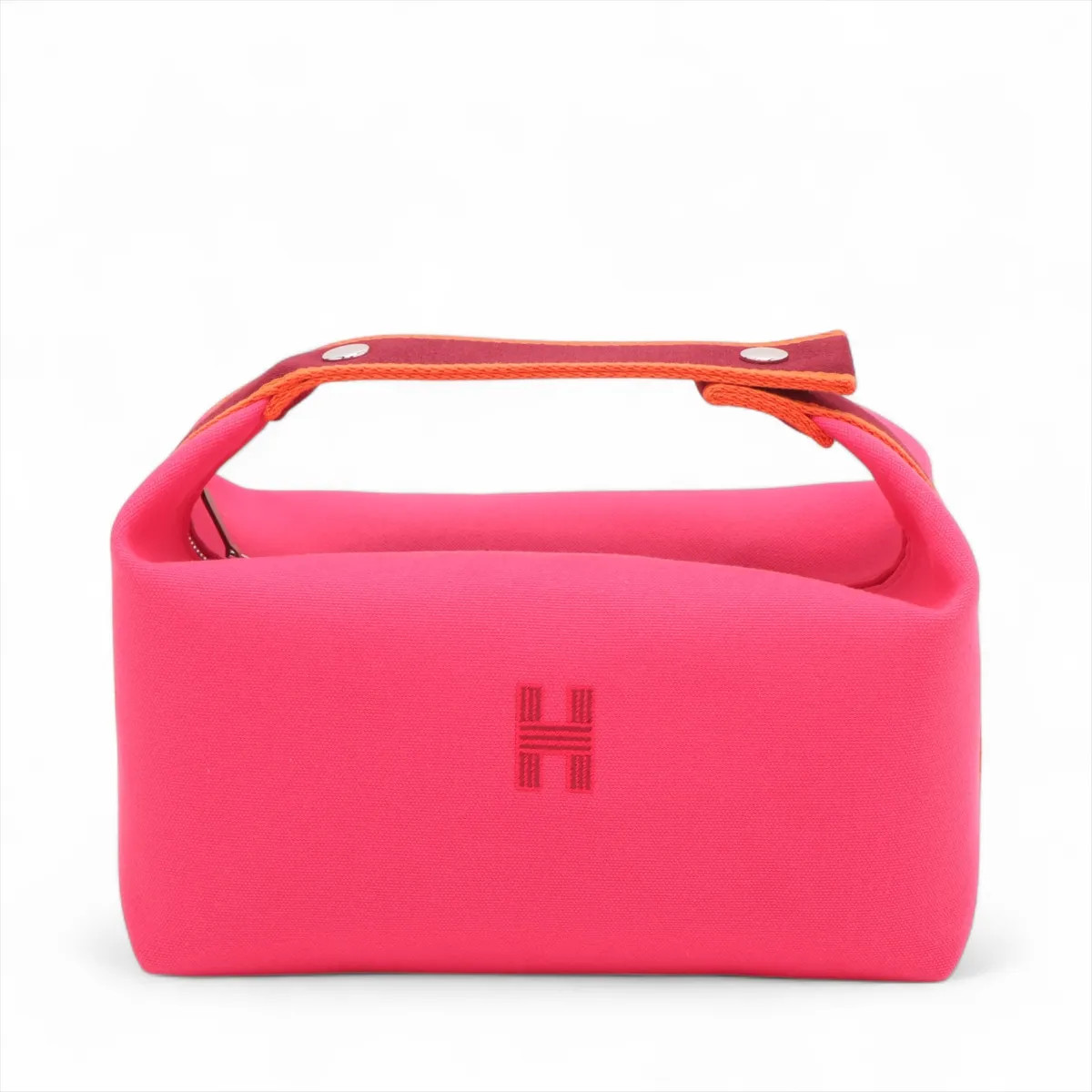 Hermès Brid A Black GM canvas Pink Silver Metal Fittings
