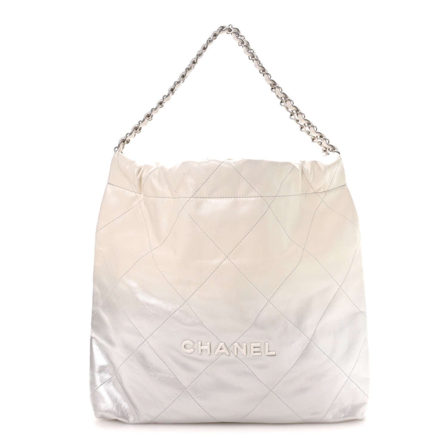 Chanel Metallic Shaded Calfskin Quilted Chanel 22 White Silver