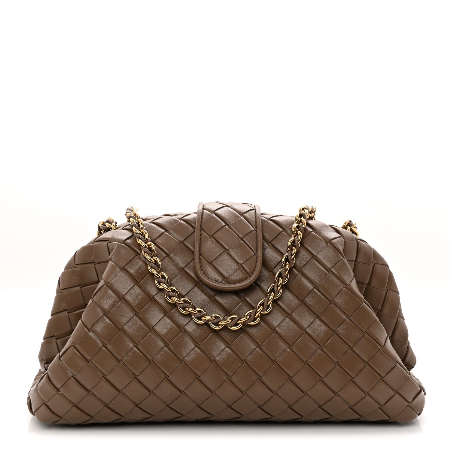 Bottega Veneta Nappa Intrecciato Teen The Lauren 1980 Clutch With Chain Pinecone